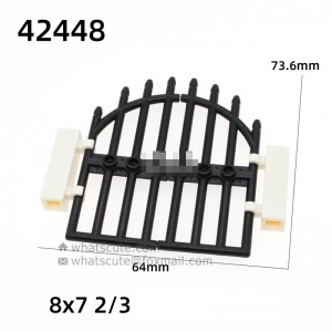 4x7【Construction, 2/3 manor house gate with iron fence, #42448】