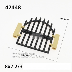 4x7【Construction, 2/3 manor house gate with iron fence, #42448】